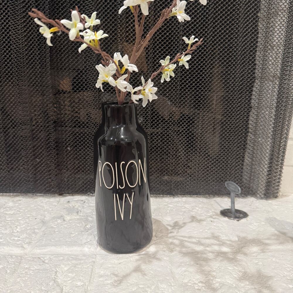 Rae Dunn Poison Ivy Artisan Collection Black Decorative Container Halloween Vase